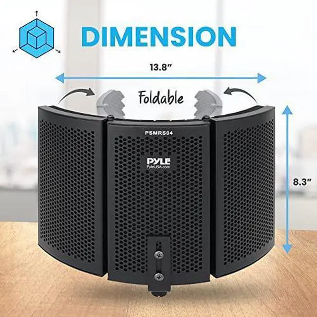 Alt view image 2 of 7 - PyleUsa Microphone Isolation Shield- 3 Panel Noise Absorbing Record Booth Studio Acoustic Vocal Dampening Filter w/ 1.6"Thick Foam, Adjustable Mic Depth, Removable Shock Mount, Universal " Threading