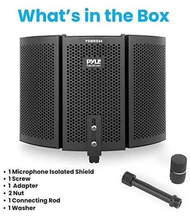 Alt view image 7 of 7 - PyleUsa Microphone Isolation Shield- 3 Panel Noise Absorbing Record Booth Studio Acoustic Vocal Dampening Filter w/ 1.6"Thick Foam, Adjustable Mic Depth, Removable Shock Mount, Universal " Threading