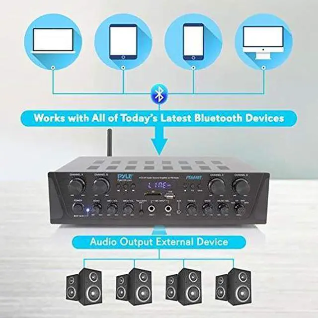 Alt view image 9 of 11 - Pyle PTA44BT Bluetooth Home Audio 500 Watt 4 Channel Amplifier Stereo Receiver