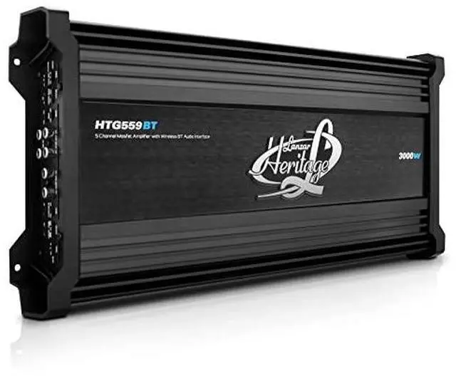 Main image of Lanzar 5-Channel Mosfet Amplifier - Wireless BT Streaming Audio Interface, 2 Ohm Stereo Stable with High Pass and Low Pass Filter Controls, Bridgeable at 4 Ohms, Bass Boost Circuit - HTG559BT