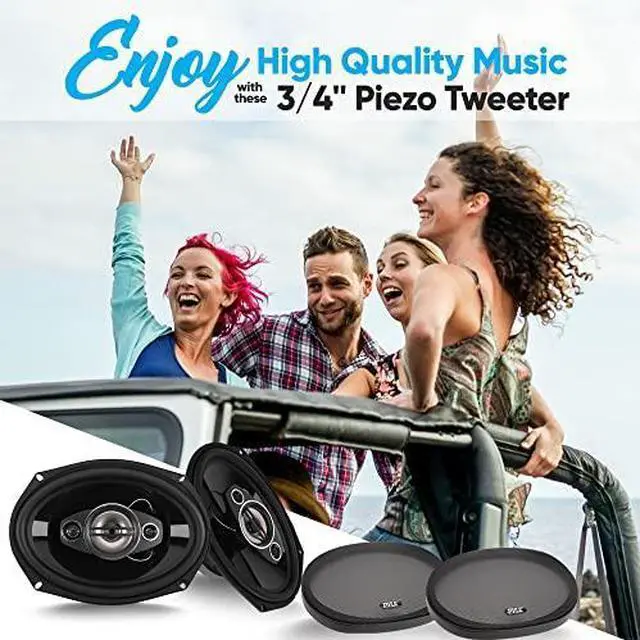 Alt view image 4 of 7 - Pyle 6x9"/7x10" car Speakers 4-Way Quadriaxial Full Range Sound Audio - Butyl Rubber Surround, 500W w/ 4Ohm Impedance & 3/4'' Piezo Tweeters - Black Pair