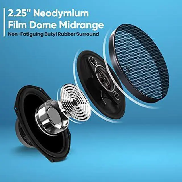 Alt view image 7 of 7 - Pyle 6x9"/7x10" car Speakers 4-Way Quadriaxial Full Range Sound Audio - Butyl Rubber Surround, 500W w/ 4Ohm Impedance & 3/4'' Piezo Tweeters - Black Pair