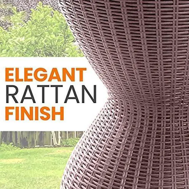 Alt view image 4 of 7 - SereneLife Outdoor Cool Bar Table, 7.5 Gallon Beer and Wine Cooler, Patio Furniture & Hot Tub Side Table, Beverage Cooler, All-Weather Resistant Ice Cool Bar, Rattan Style Patio, Cocktail Bar (Grey)