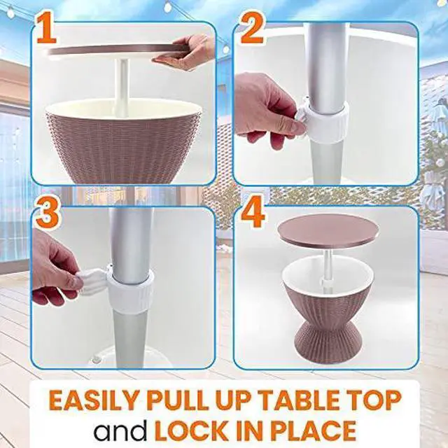 Alt view image 6 of 7 - SereneLife Outdoor Cool Bar Table, 7.5 Gallon Beer and Wine Cooler, Patio Furniture & Hot Tub Side Table, Beverage Cooler, All-Weather Resistant Ice Cool Bar, Rattan Style Patio, Cocktail Bar (Grey)