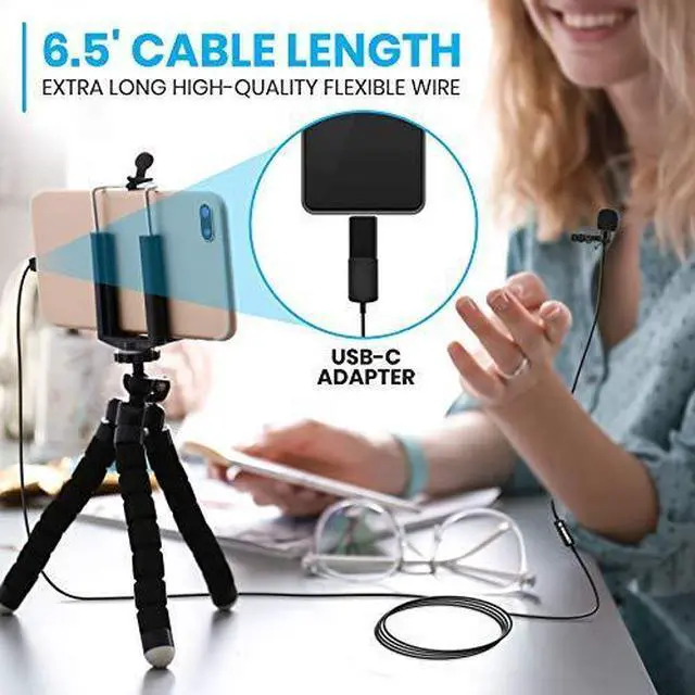 Alt view image 2 of 7 - Pyle USB Lavalier Lapel Microphone- w/USB C Adapter, Cable Wrap - Plug and Play Omnidirectional Copper Compact Clip On Lapel Mic for Laptop PC Mac Smartphone Podcast Online Class