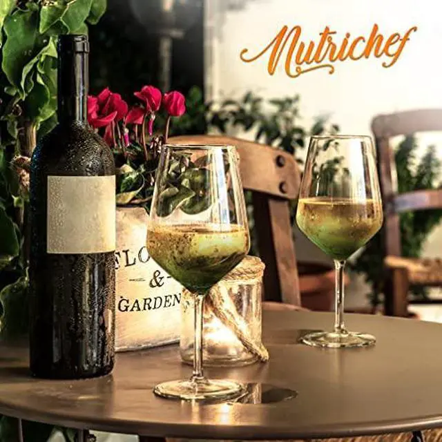 Alt view image 2 of 7 - NutriChef Stemmed Wine Glasses Set of 2, 22oz Crystal Clear Red or White Wine Glass, Lead-Free & Dishwasher Safe Glasses for Wine, Drink, Water, Restaurants, And Housewarming Gifts