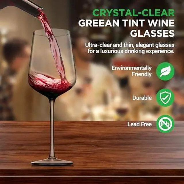 Alt view image 3 of 7 - NutriChef Stemmed Wine Glasses Set of 2, 22oz Crystal Clear Red or White Wine Glass, Lead-Free & Dishwasher Safe Glasses for Wine, Drink, Water, Restaurants, And Housewarming Gifts