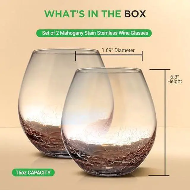 Alt view image 7 of 7 - NutriChef Stemless 8 Wine Glasses 15 Ounces, Hand Blown Glasses for Home, Bar & Restaurant, Dishwasher Safe, Gift Set for Wine Lovers, Friends