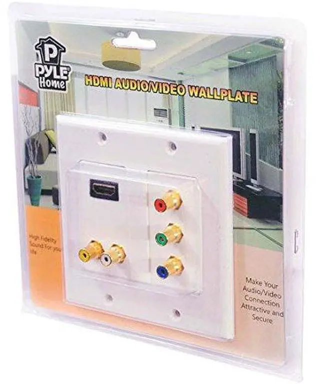 Alt view image 5 of 5 - Dual HDMI + 2 RCA + 3 RCA Wall plate W/Back  Pigtail Plug For Easy Intallation