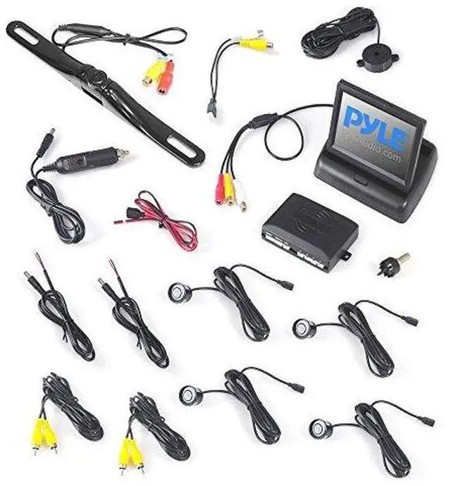 Alt view image 2 of 7 - Pyle Backup Rear View Car Camera Monitor Screen & Alarm Parking Sensors System Reverse Safety Distance Scale Lines, Waterproof Night Vision Angle, 4.3" LCD Video Display for Vehicles - (PLCMPS48)
