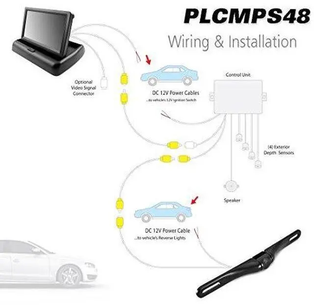 Alt view image 6 of 7 - Pyle Backup Rear View Car Camera Monitor Screen & Alarm Parking Sensors System Reverse Safety Distance Scale Lines, Waterproof Night Vision Angle, 4.3" LCD Video Display for Vehicles - (PLCMPS48)