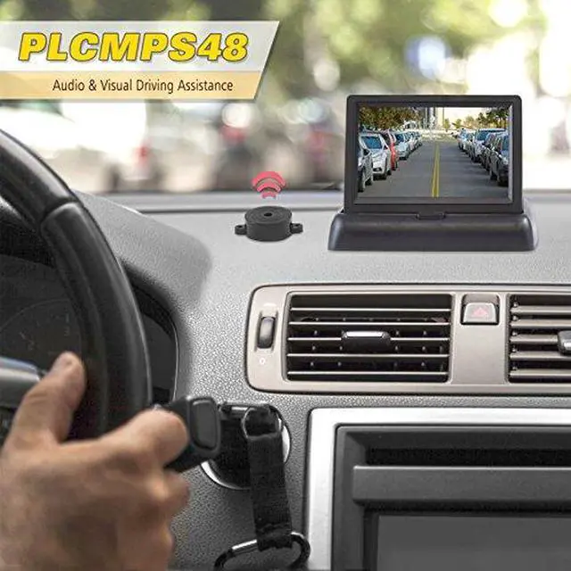 Alt view image 7 of 7 - Pyle Backup Rear View Car Camera Monitor Screen & Alarm Parking Sensors System Reverse Safety Distance Scale Lines, Waterproof Night Vision Angle, 4.3" LCD Video Display for Vehicles - (PLCMPS48)