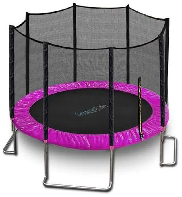 Alt view image 8 of 14 - SereneLife 10 Foot Outdoor Trampoline and Safety Net Enclosure for Kids, Pink