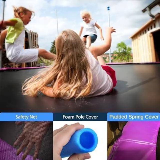 Alt view image 12 of 14 - SereneLife 10 Foot Outdoor Trampoline and Safety Net Enclosure for Kids, Pink