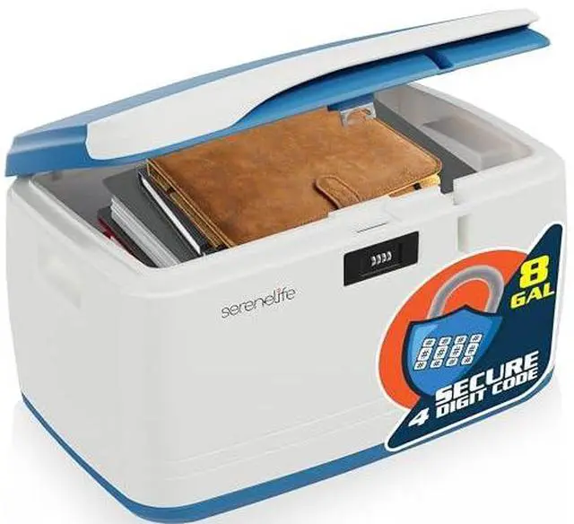 Alt view image 9 of 14 - SereneLife Locking Storage Container Bin - 5 Gallon Large Capacity - Stackable Storage Tote Deck Tough Box - Durable Plastic Household Organizer Bins with Lid, Combination Lock Security - SLSBIN10
