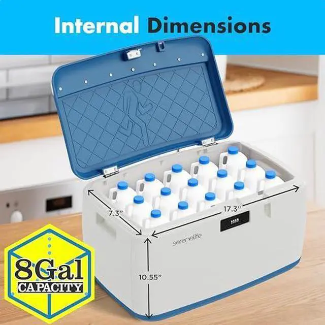Alt view image 11 of 14 - SereneLife Locking Storage Container Bin - 5 Gallon Large Capacity - Stackable Storage Tote Deck Tough Box - Durable Plastic Household Organizer Bins with Lid, Combination Lock Security - SLSBIN10
