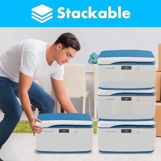 Alt view image 13 of 14 - SereneLife Locking Storage Container Bin - 5 Gallon Large Capacity - Stackable Storage Tote Deck Tough Box - Durable Plastic Household Organizer Bins with Lid, Combination Lock Security - SLSBIN10