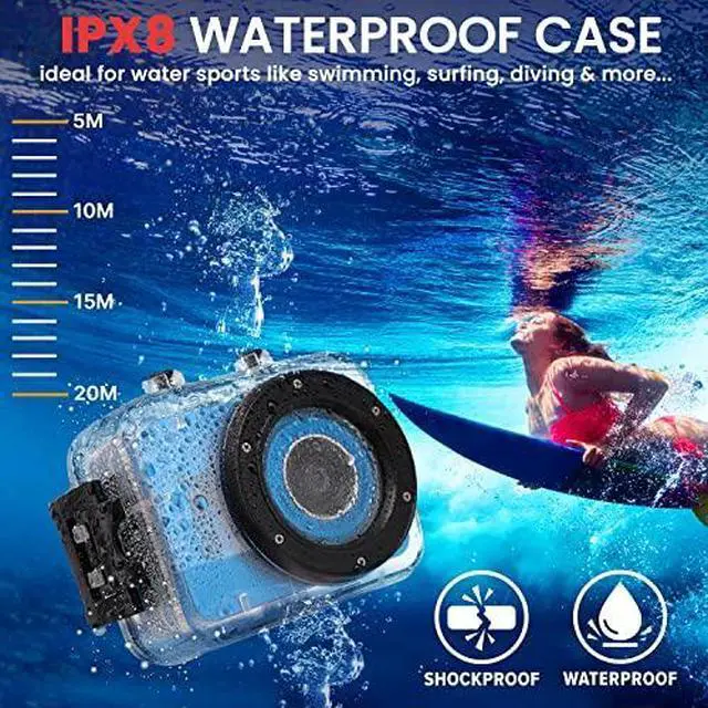 Alt view image 4 of 6 - Sound Around Gear Pro Sports Action Camera - HD 1080P Mini Camcorder w/ 12 MP Cam, 2.4" Touch Screen - Pyle GDV285BL (Blue)