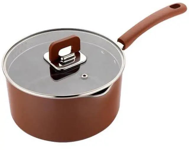 Main image of NutriChef 3.1Qt Saucepan With Lid - Non-Stick Stylish Kitchen Cookware with Foldable Knob, Works with Model: NCCWSTKBR (Brown)