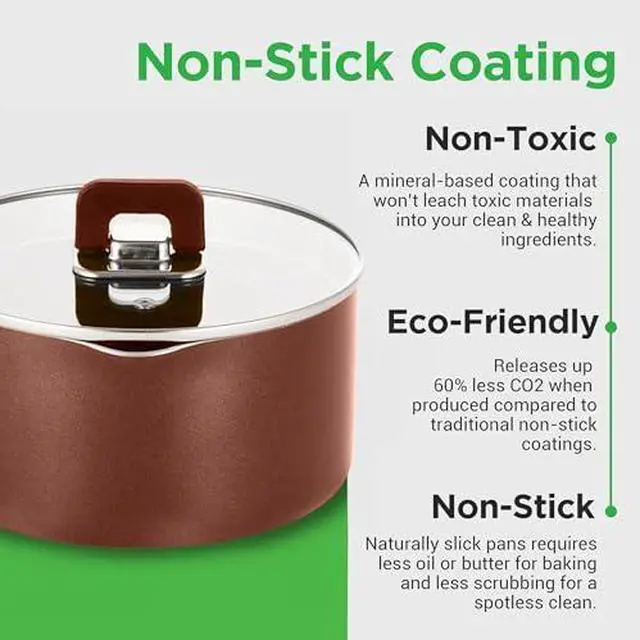 Alt view image 2 of 2 - NutriChef 3.1Qt Saucepan With Lid - Non-Stick Stylish Kitchen Cookware with Foldable Knob, Works with Model: NCCWSTKBR (Brown)