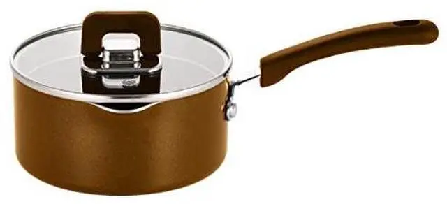 Main image of NutriChef 1.5Qt Saucepan With Lid - Non-Stick Stylish Kitchen Cookware with Foldable Knob, PFOA Free, Works with Model: NCCWSTKBR (Brown)