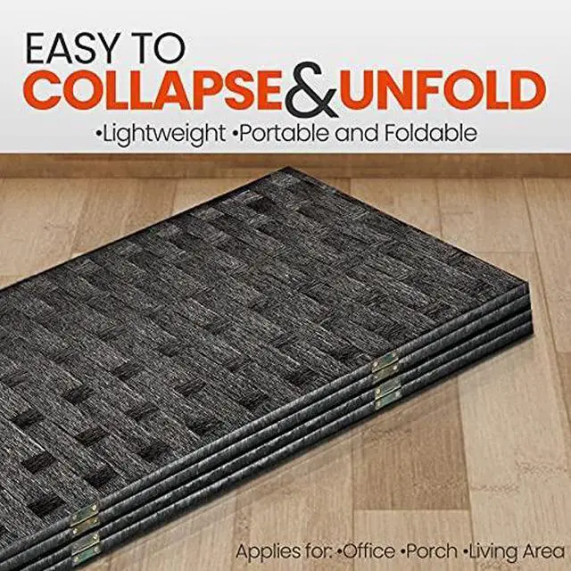 Alt view image 3 of 7 - SereneLife Woven Fiber Room Divider - 4-Panel Portable Lightweight Freestanding Indoor Foldable Decorative Partition, Screen Separator, Better Folding Privacy, Dressing Area, Porch, Office