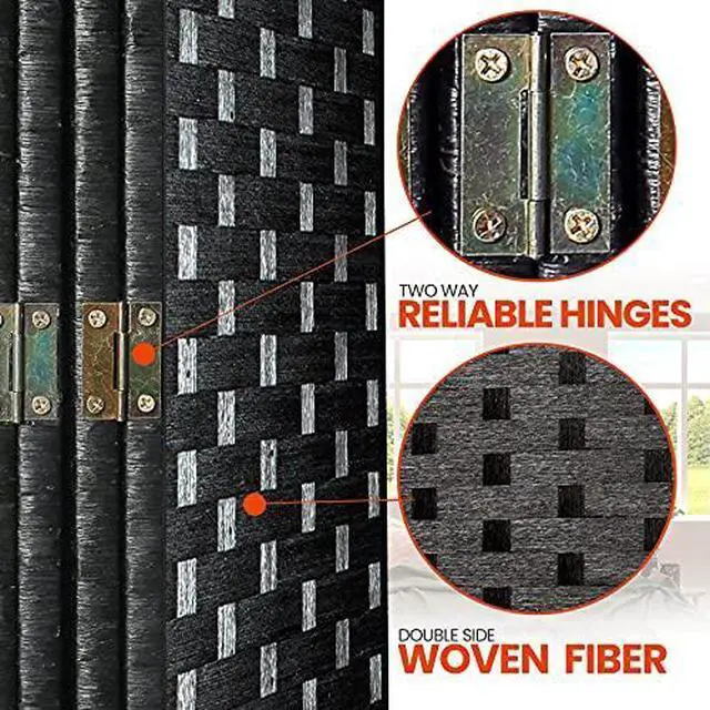 Alt view image 5 of 7 - SereneLife Woven Fiber Room Divider - 4-Panel Portable Lightweight Freestanding Indoor Foldable Decorative Partition, Screen Separator, Better Folding Privacy, Dressing Area, Porch, Office