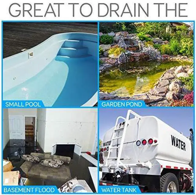 Alt view image 5 of 7 - SereneLife 1HP Sump Pump Submersible, 3300GPH Water Pump for Pool Draining with Auto Float Switch, 3pc Adapter Set for USA Garden and Flat Hose, 16ft Cord, Clean Dirty Water, Yard, Pool, Tub, Pond