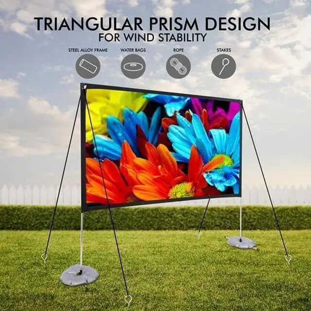 Alt view image 7 of 8 - pyle projector screen with stand - 80" 16:9 hd 4k portable lightweight freestanding foldable indoor outdoor movie projection display with frame for home theater