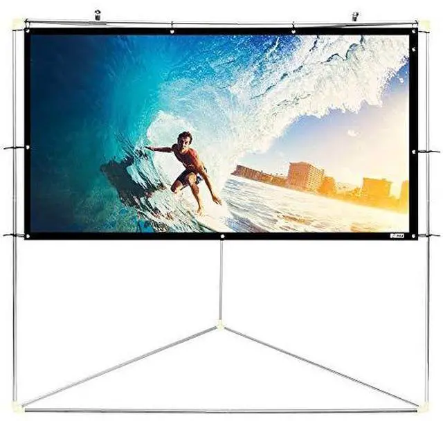 Main image of Pyle 72" Outdoor Portable Matt White Theater TV Projector Screen w/ Triangle Stand - 72 inch, 16:9, 1.15 Gain Full HD Projection for Movie / Cinema / Video / Film Showing outside Home - PRJTPOTS71