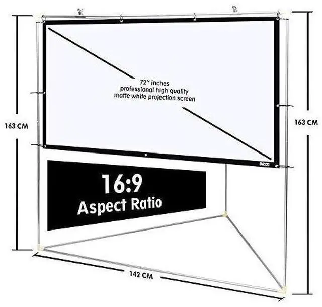 Alt view image 4 of 6 - Pyle 72" Outdoor Portable Matt White Theater TV Projector Screen w/ Triangle Stand - 72 inch, 16:9, 1.15 Gain Full HD Projection for Movie / Cinema / Video / Film Showing outside Home - PRJTPOTS71