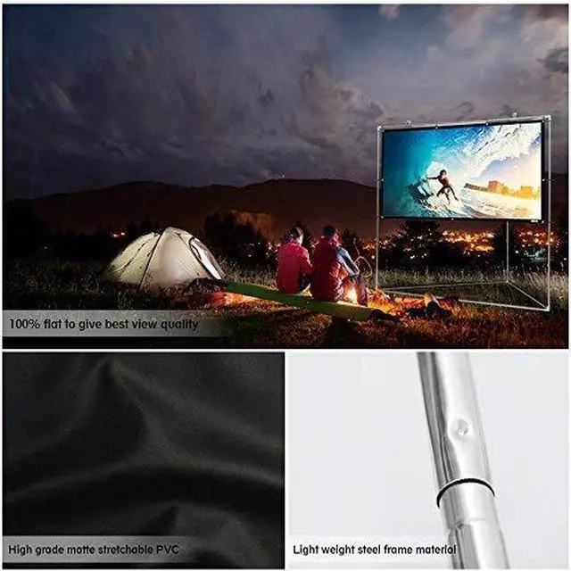 Alt view image 3 of 6 - Pyle 72" Outdoor Portable Matt White Theater TV Projector Screen w/ Triangle Stand - 72 inch, 16:9, 1.15 Gain Full HD Projection for Movie / Cinema / Video / Film Showing outside Home - PRJTPOTS71