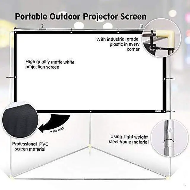 Alt view image 5 of 6 - Pyle 72" Outdoor Portable Matt White Theater TV Projector Screen w/ Triangle Stand - 72 inch, 16:9, 1.15 Gain Full HD Projection for Movie / Cinema / Video / Film Showing outside Home - PRJTPOTS71