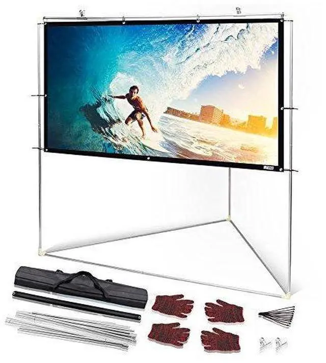 Alt view image 6 of 6 - Pyle 72" Outdoor Portable Matt White Theater TV Projector Screen w/ Triangle Stand - 72 inch, 16:9, 1.15 Gain Full HD Projection for Movie / Cinema / Video / Film Showing outside Home - PRJTPOTS71