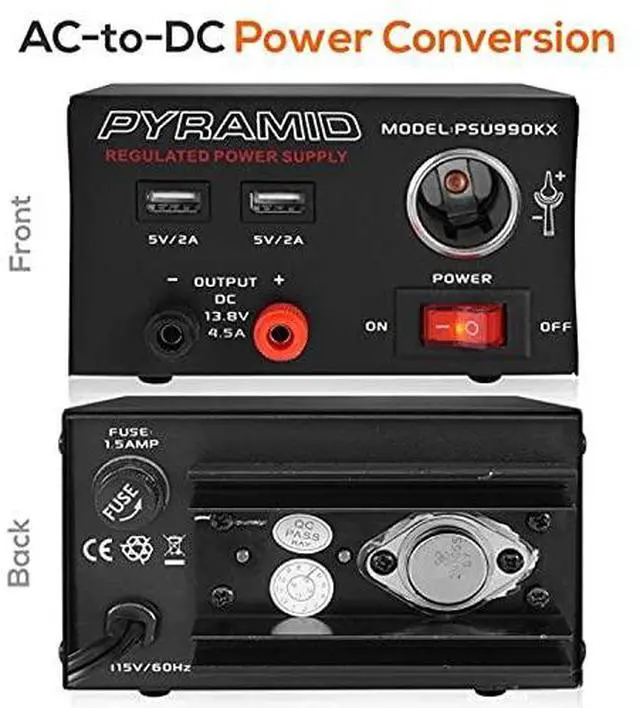 Alt view image 5 of 8 - Pyramid Universal Compact Bench Power Supply - 7 Amp Regulated Home Lab Benchtop AC-Dc Converter Power Supply for CB Radio, HAM W/ 13.8 Volt Dc 120V AC Supply, Dual USB, Cigarette Lighter PSU990KX