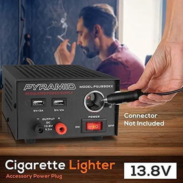 Alt view image 8 of 8 - Pyramid Universal Compact Bench Power Supply - 7 Amp Regulated Home Lab Benchtop AC-Dc Converter Power Supply for CB Radio, HAM W/ 13.8 Volt Dc 120V AC Supply, Dual USB, Cigarette Lighter PSU990KX