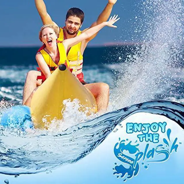 Alt view image 2 of 3 - SereneLife Inflatable Floating Banana Boat, Towable Tube for Boating, Includes Storage Bag, Food Pump, and Repair Kit for 2-6 seaters