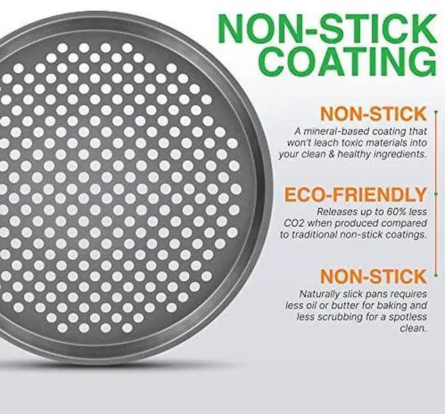 Alt view image 4 of 7 - NutriChef 12.8 Inch Nonstick Pizza Pan for Oven - Carbon Steel Pizza Baking Tray with Airflow Holes - Premium Bakeware for Fresh & Frozen Pizza, Dishwasher Safe - Gray