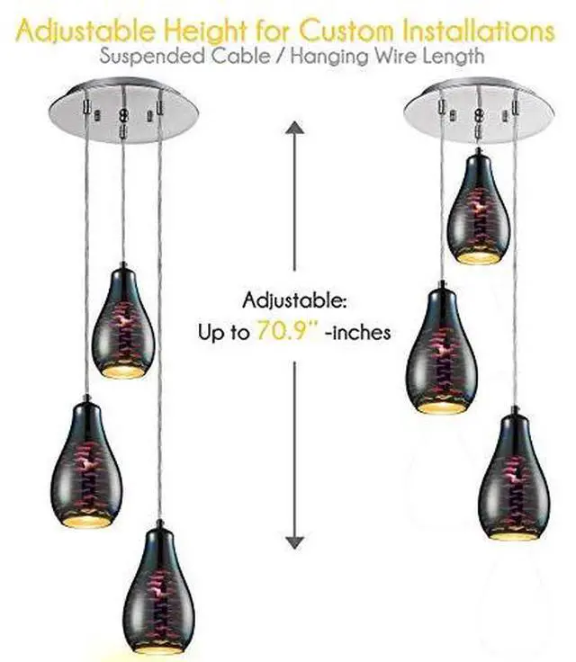 Alt view image 2 of 4 - MAXvolador Home Pendant Hanging Lighting Fixture-Triple Lamp Ceiling Light with 3 5.1x8.7-Sphere Shaped Dome Globes, Sculpted Glass Accent-SLLMP37