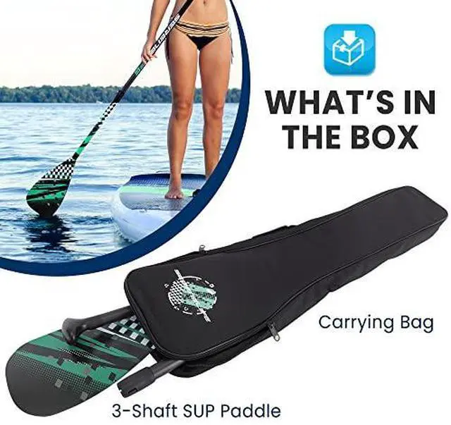 Alt view image 2 of 7 - SereneLife Adjustable SUP Paddle - Adjustable 3-Piece Mix Carbonfiber Paddle, Lightweight & Comfortable to Use, Includes Carrying Bag w/ Zip and Handle, Comfortable Grip & Powerful Stroke