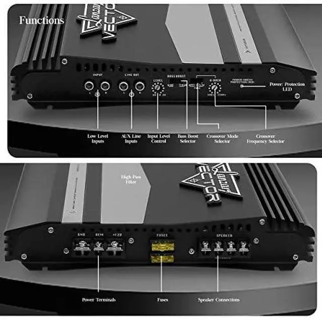 Alt view image 3 of 7 - Jovial 2 Channel Car Stereo Amplifier - 36W High Power 2-Channel Audio Sound Auto Small Speaker Amp Box w/MOSFET, Crossover, Bass Boost Control, RCA Input and Line Output