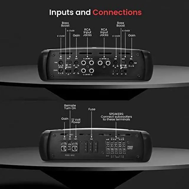 Alt view image 3 of 7 - Pyle 18 Class AB Mosfet Amplifier - Invincible Series Bridgeable Amp, 5 Channel 3000 Watts Max, Mosfet PWM Power Supply, High-Current Dual Discrete Drive Stages, Wireless BT Audio Interface