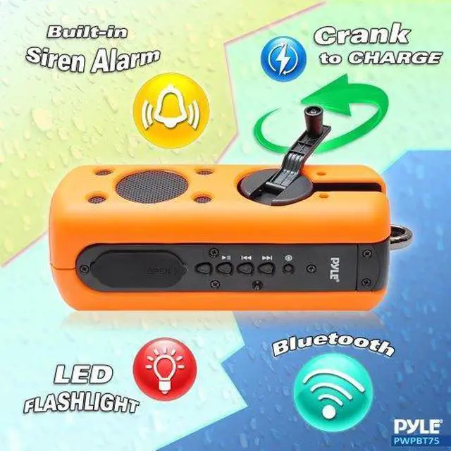 Alt view image 3 of 7 - sound box splash sports portable speaker - wireless rugged waterproof bluetooth compatible audio stereo with aux in jack, rechargeable battery - iphone, android, ipad, mp3 - pylesport pwpbt75bl (blue)