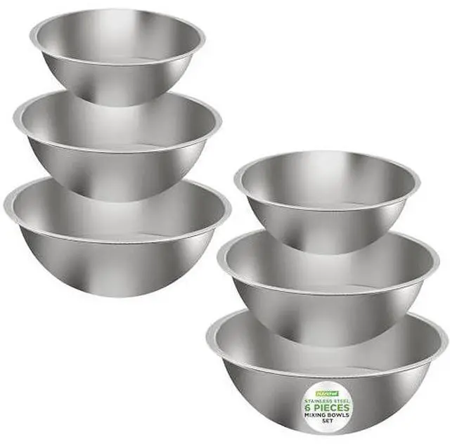 Alt view image 8 of 14 - NutriChef 6 Piece Stainless Steel Home Kitchen Food Prep Mixing Serving Bowl Set
