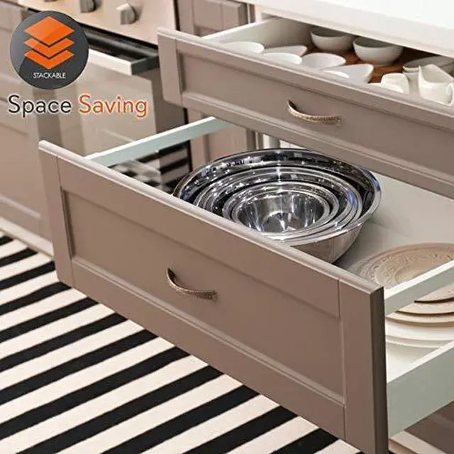 Alt view image 10 of 14 - NutriChef 6 Piece Stainless Steel Home Kitchen Food Prep Mixing Serving Bowl Set