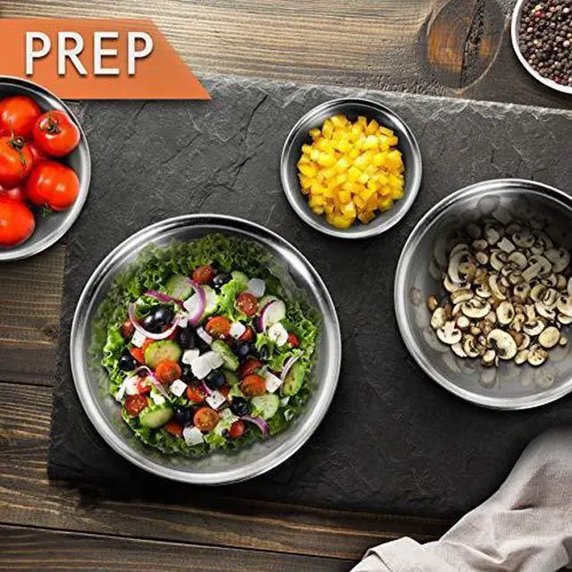 Alt view image 13 of 14 - NutriChef 6 Piece Stainless Steel Home Kitchen Food Prep Mixing Serving Bowl Set