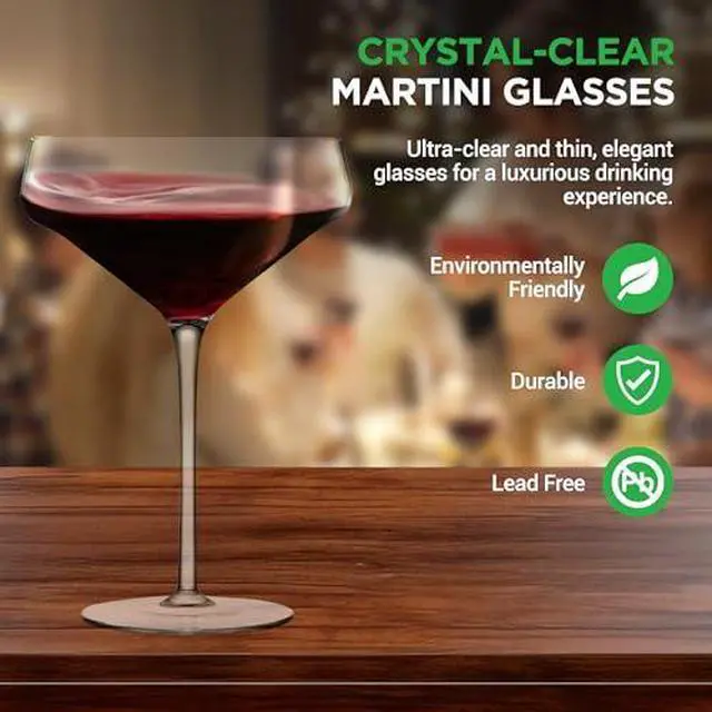 Alt view image 2 of 7 - NutriChef 4 Piece Crystal Martini Glasses, 10 Oz Crystal Clear Stemmed Cocktail Glass, Dishwasher Safe Glassware for Cocktail, Wine, Champagne, Parties, Bar, Wedding, & Gift