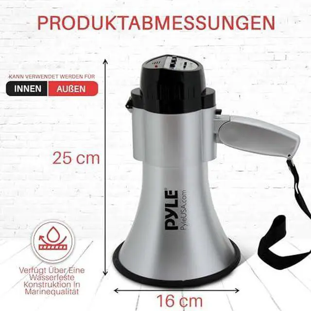 Alt view image 7 of 7 - Pyle Portable Megaphone Speaker Siren Bullhorn-Compact and Battery Operated with 30 Watt Power,Microphone,2 Modes,PA Sound and Foldable Handle for Cheerleading and Police Use-Pyle PMP33SL(Silver)