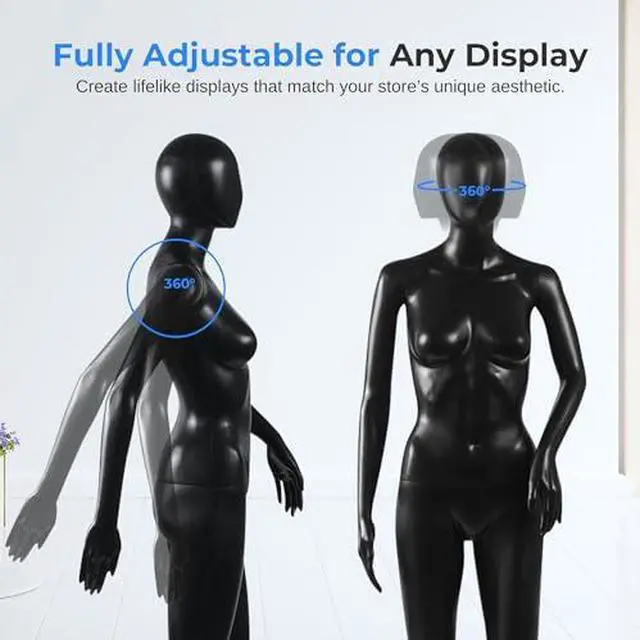 Alt view image 3 of 7 - SereneLife Premium Female Mannequin  68.9" Life-Size Dress Form with Realistic Face, Rotating Head, Flexible Limbs, Detachable Body & Sturdy Metal Base for Boutiques, Exhibits & Fashion Display