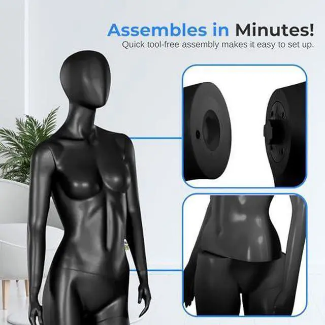 Alt view image 4 of 7 - SereneLife Premium Female Mannequin  68.9" Life-Size Dress Form with Realistic Face, Rotating Head, Flexible Limbs, Detachable Body & Sturdy Metal Base for Boutiques, Exhibits & Fashion Display